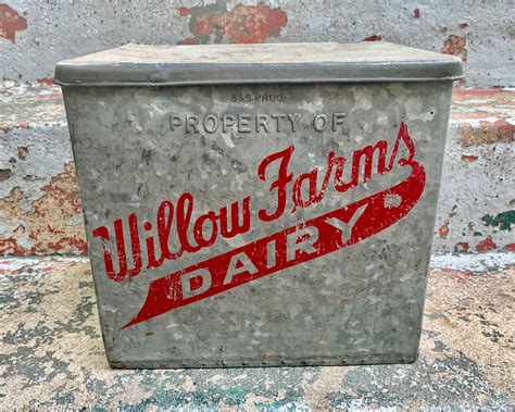 vintage metal dairy box|vintage galvanized milk box.